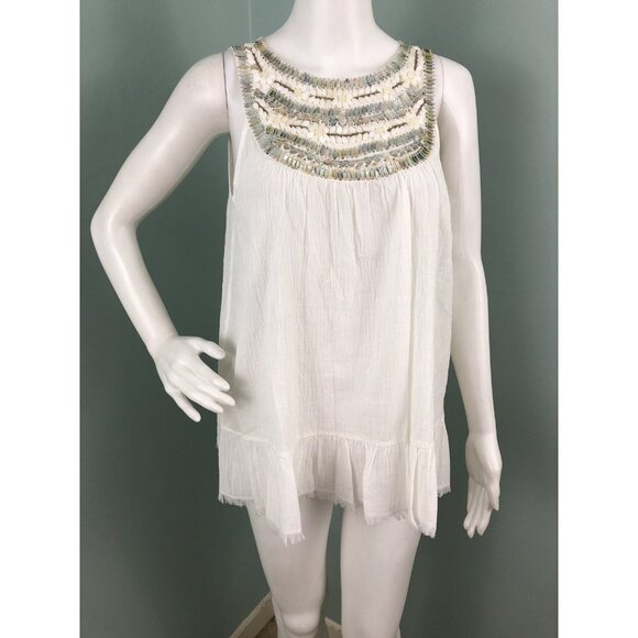 NWT Women's Max Studio Sleeveless Beaded Yoke Blouse Top Sz Medium - Picture 4 of 12